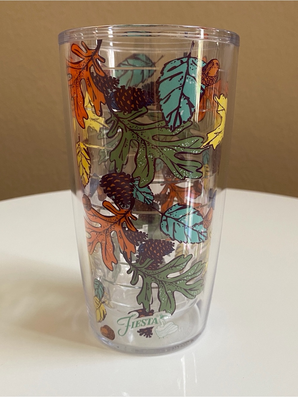 EUC Tervis Fiesta Butterscotch Fall Leaves 16 oz cup